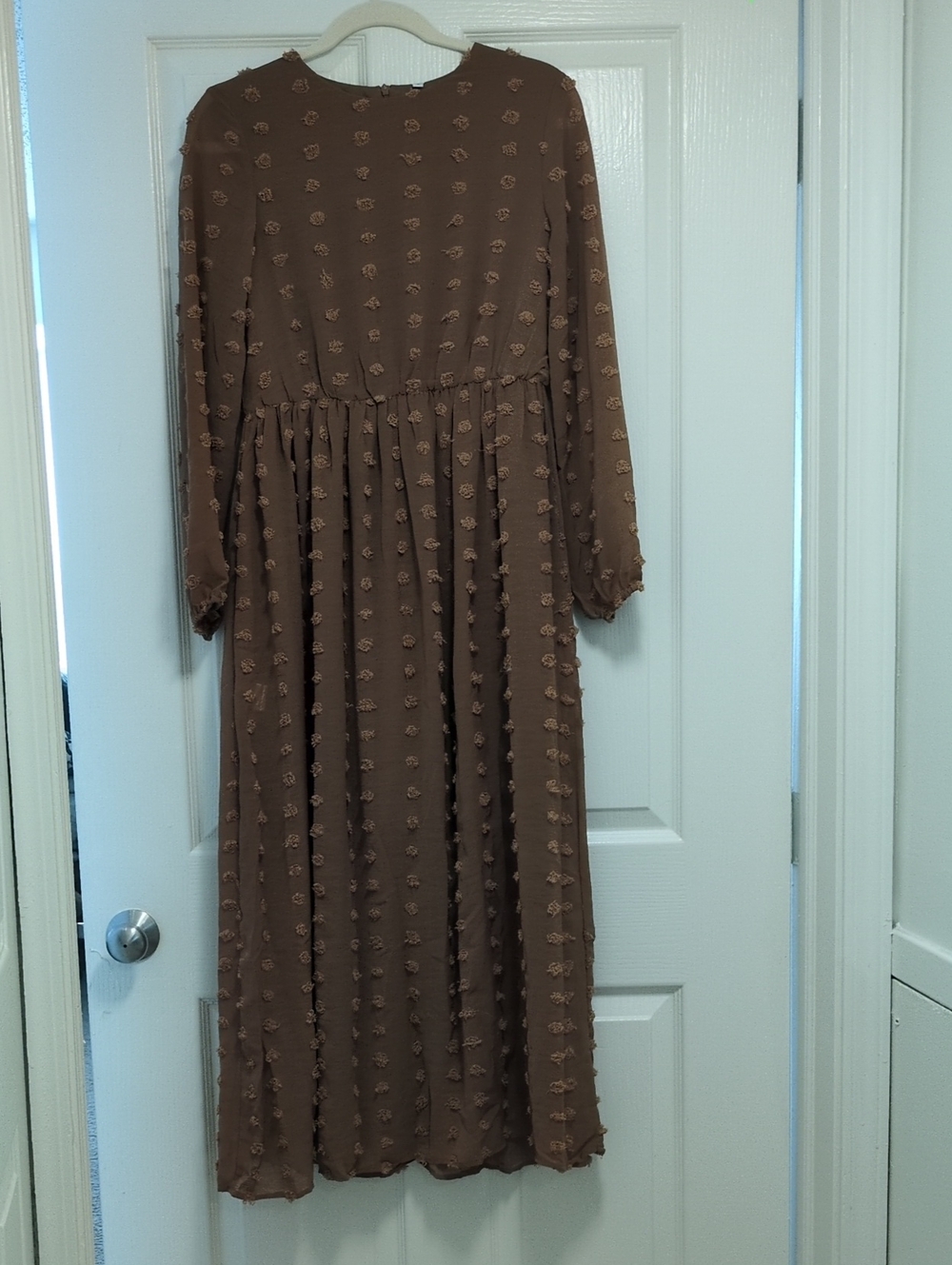 Petallush Mauve Textured Maxi Dress with Long Sleeves
